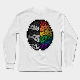 Large LGBT Ally Pride Flag Colored Brain Vector Long Sleeve T-Shirt